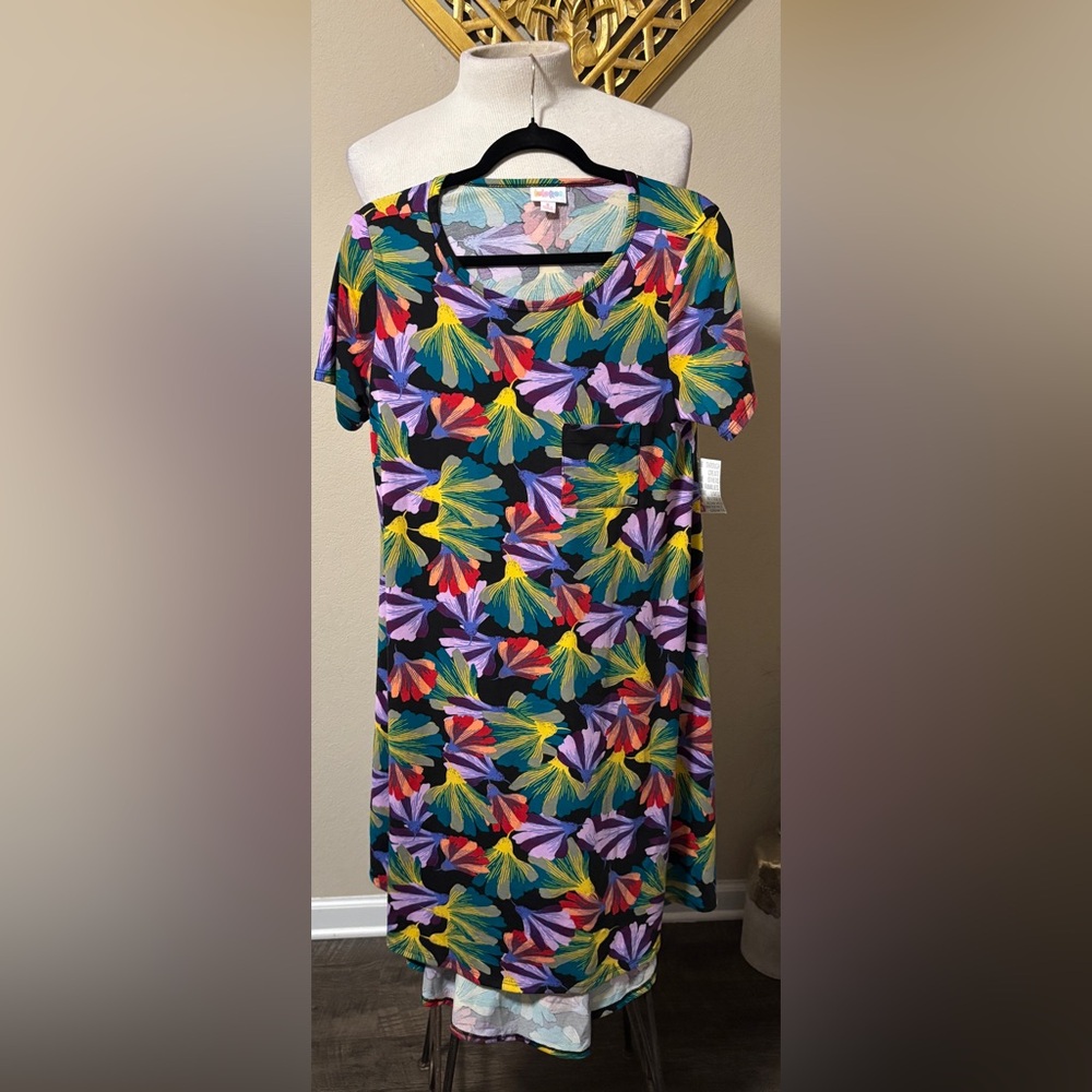 LuLaRoe Multicolor Carly Swing Dress Floral Print Size Small